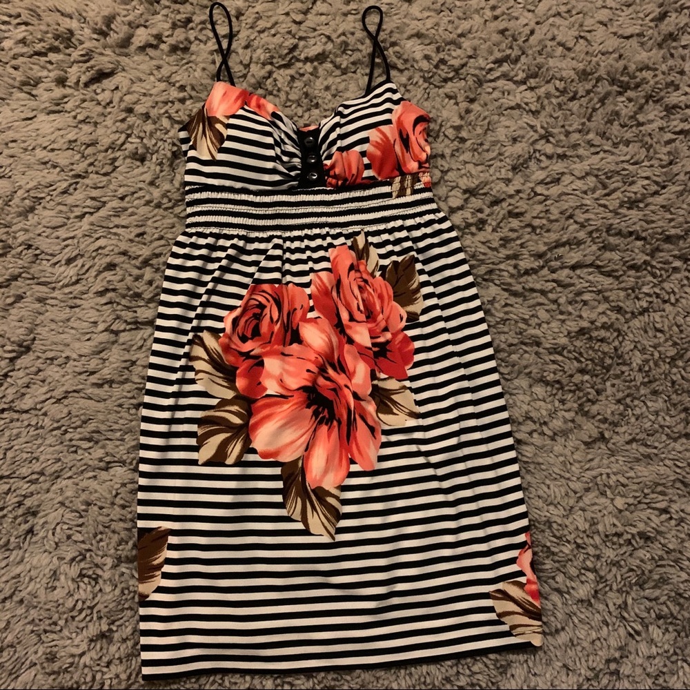 Cute Floral Striped Dress